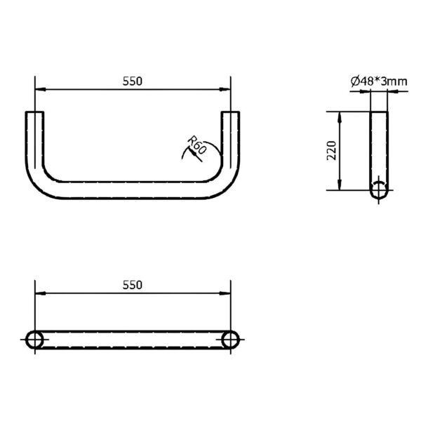 Drawing of greenhouse pipe railway connector elbow